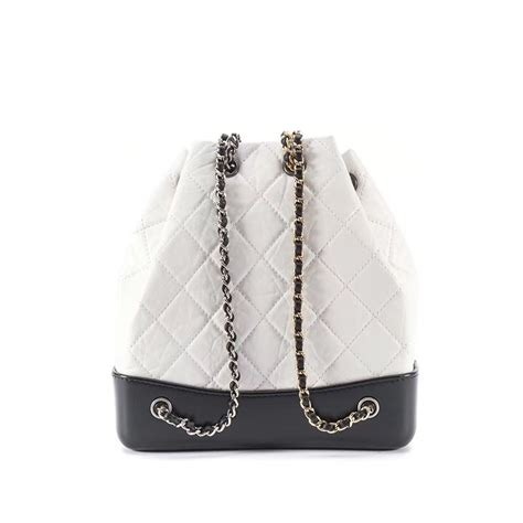 replica 2019 chanel white black gabrielle quilted leather bucket bag|chanel gabrielle purse bag.